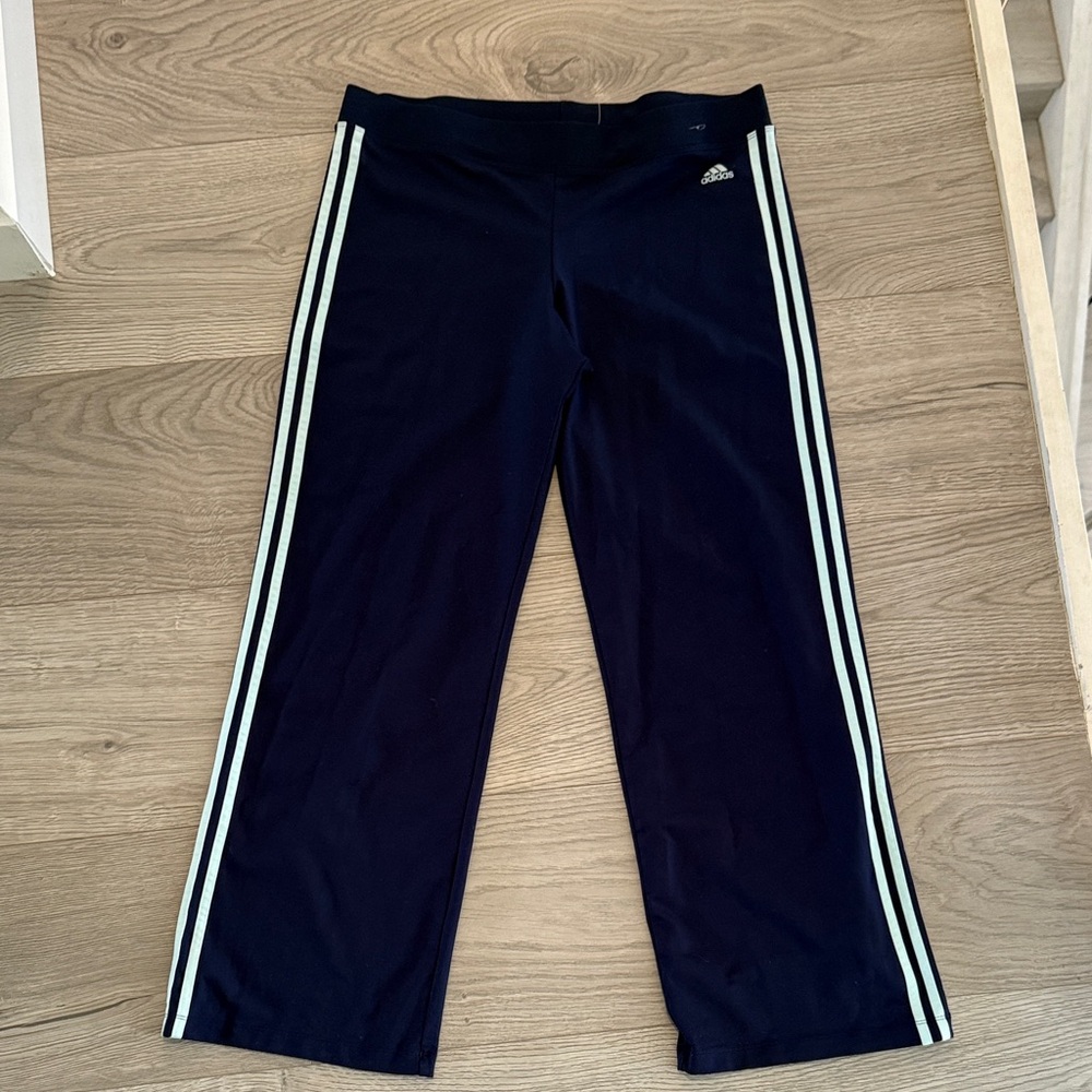 adidas Navy Track Pants with White Three Stripes